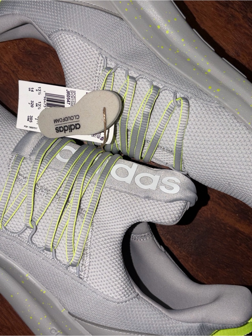 ADIDAS SIZE 14 LITE RACER ADAPT RUNNING ATHLETIC SHOES GREY - Picture 2 of 12